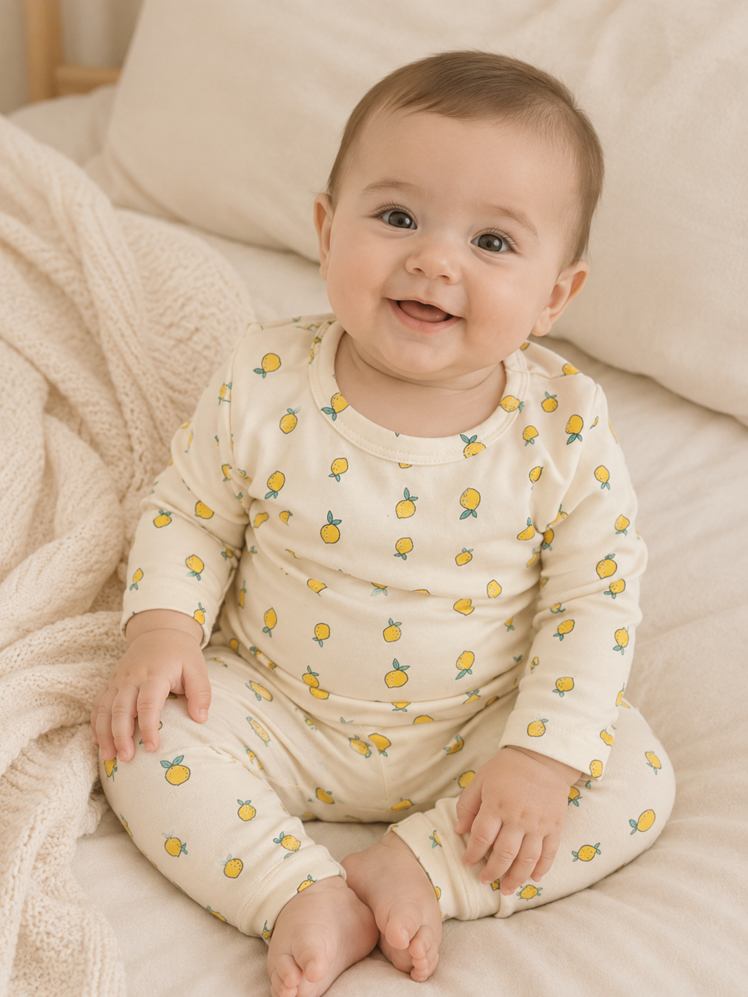 Ensemble Pyjama Bébé 2 Pièces Lemoncello – 100% Coton | 0-3 ans | LittleBunz