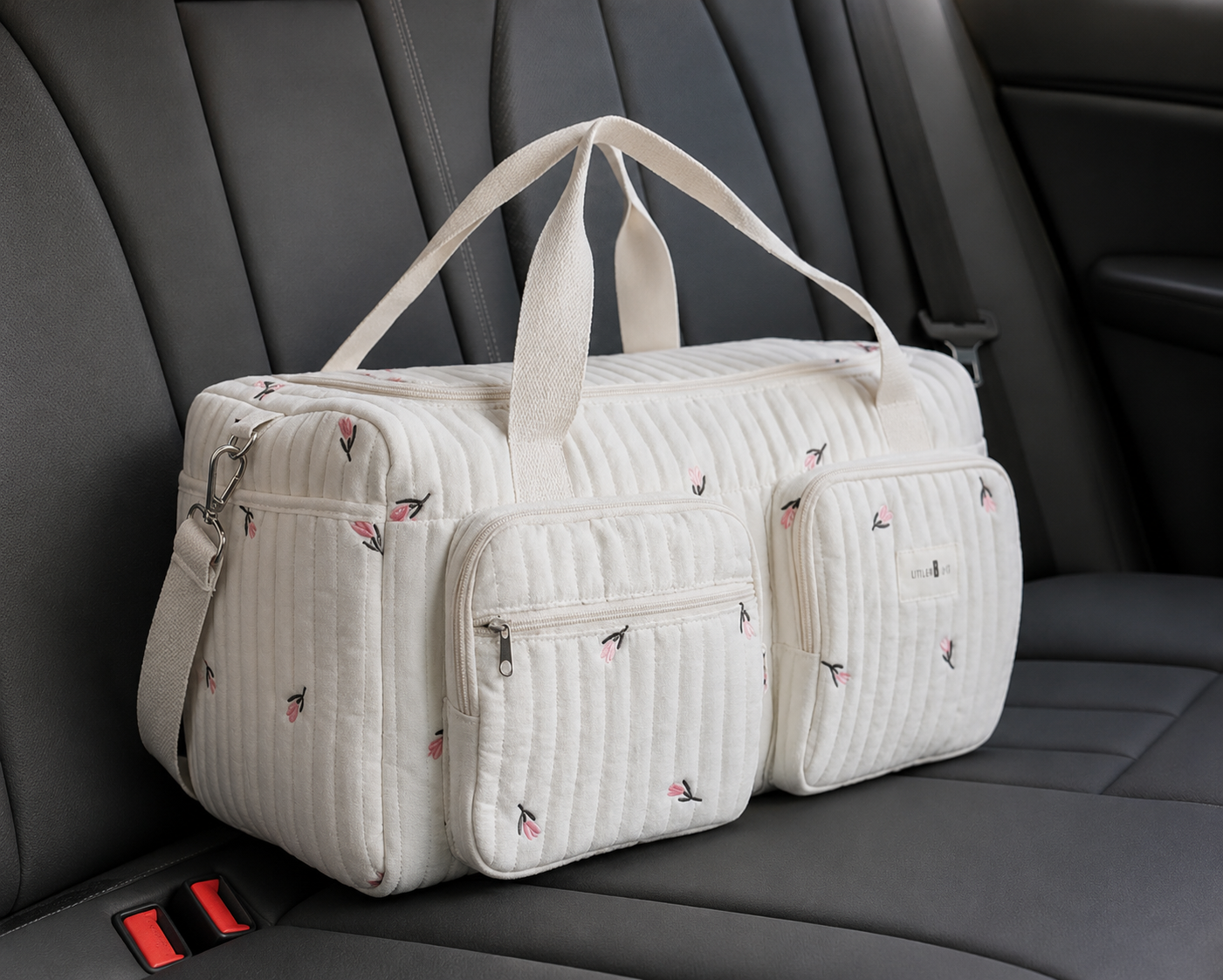Sac à Langer Fleuri Brodé – Sac de Transport Affaires Bébé | LittleBunz