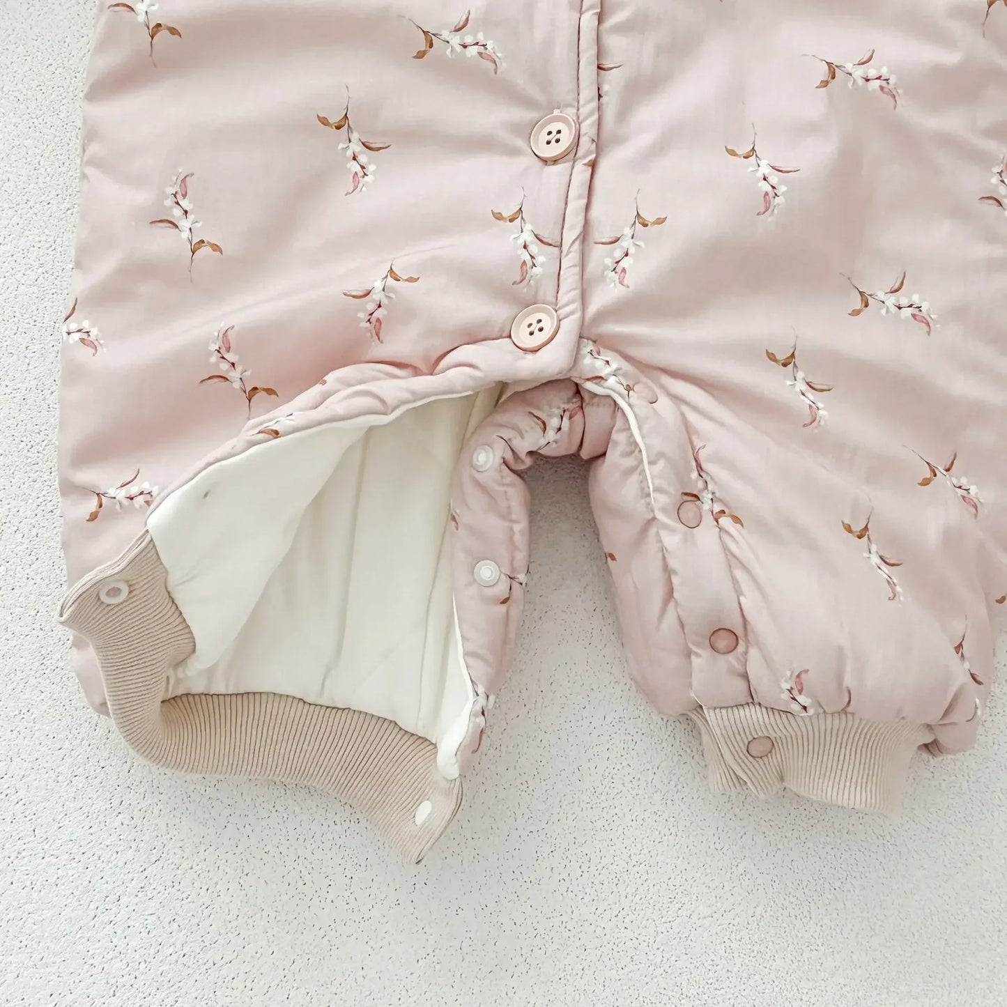Barboteuse Fille Hiver | Motif Floral | Peluche Épaisse | 0-3 ans|LittleBunz
