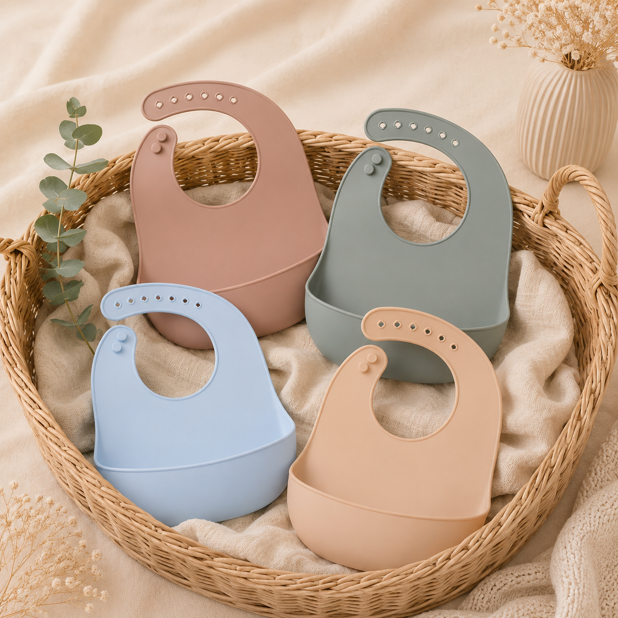 Bavoir en Silicone Bébé – Sans BPA | Imperméable & Facile à Nettoyer | 1-3 ans | LittleBunz