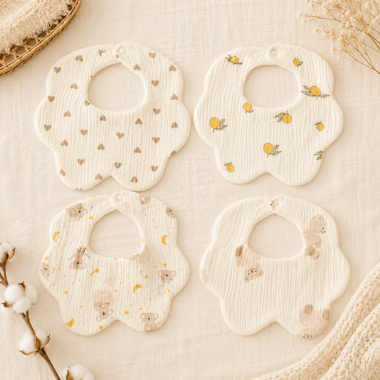 Bavoirs Bandana Bébé | Lot de 4 | LittleBunz