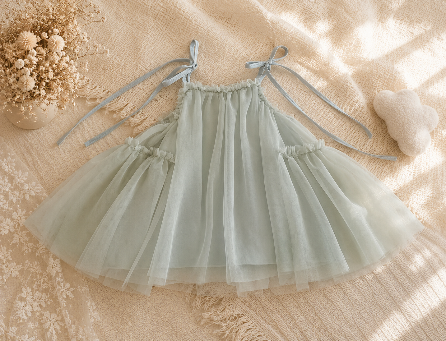 Robe Bébé Fille en Maille | Bretelles & Jupe Tulle |LittleBunz