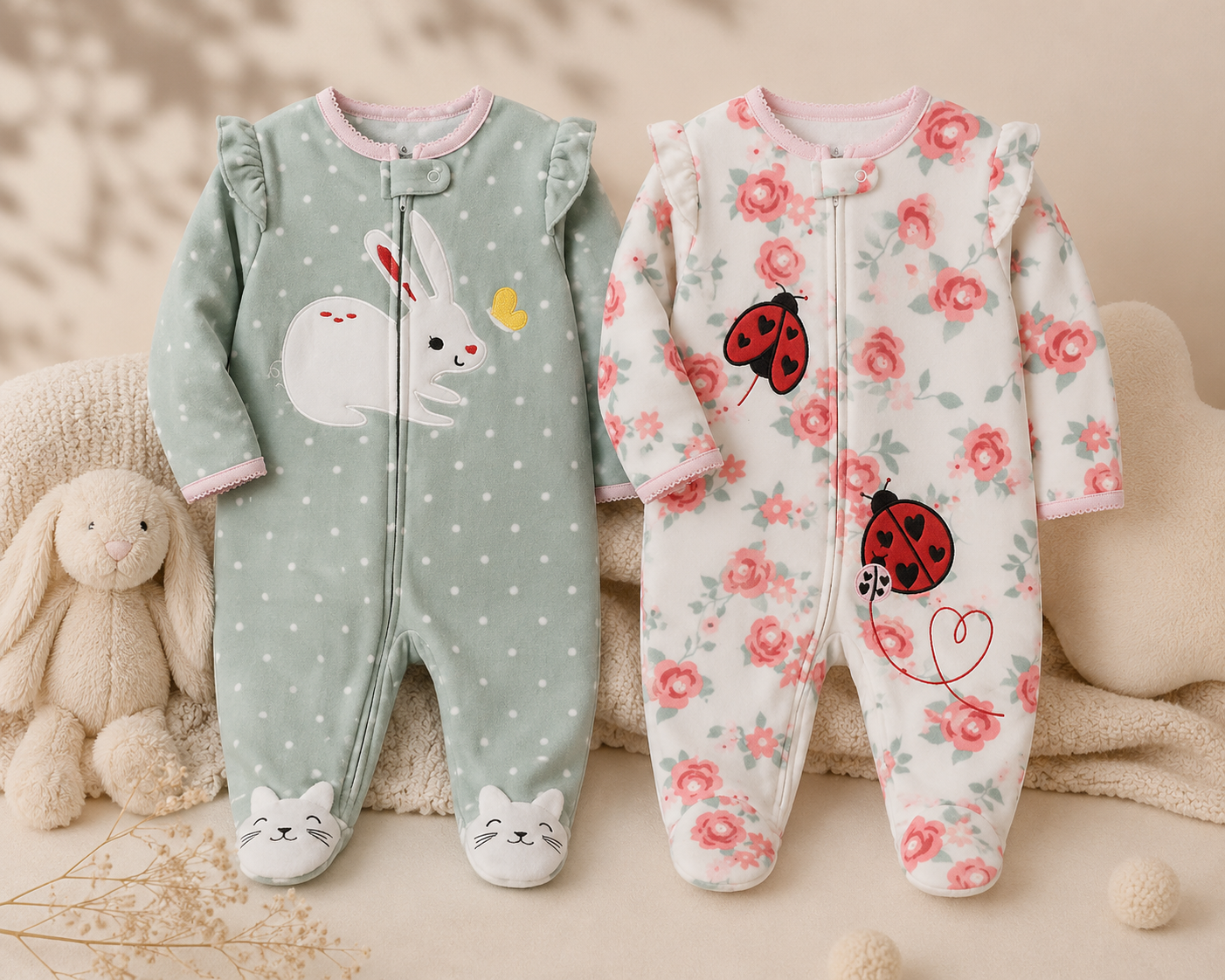Barboteuse Bébé pour l'hiver  | Polaire Douce| 3 à 12mois|LittleBunz
