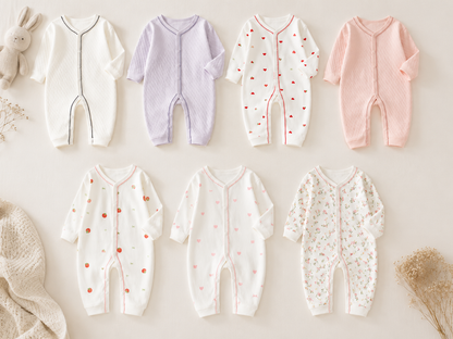 Barboteuse Bébé – 100% Coton Doux | Motifs Mignons | 3-18 Mois | LittleBunz