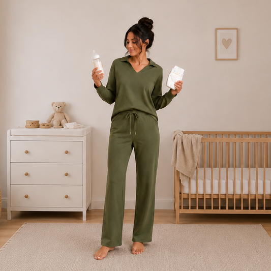 Ensemble Deux Pièces Col V Maman | Manches Longues Fluide & Chic