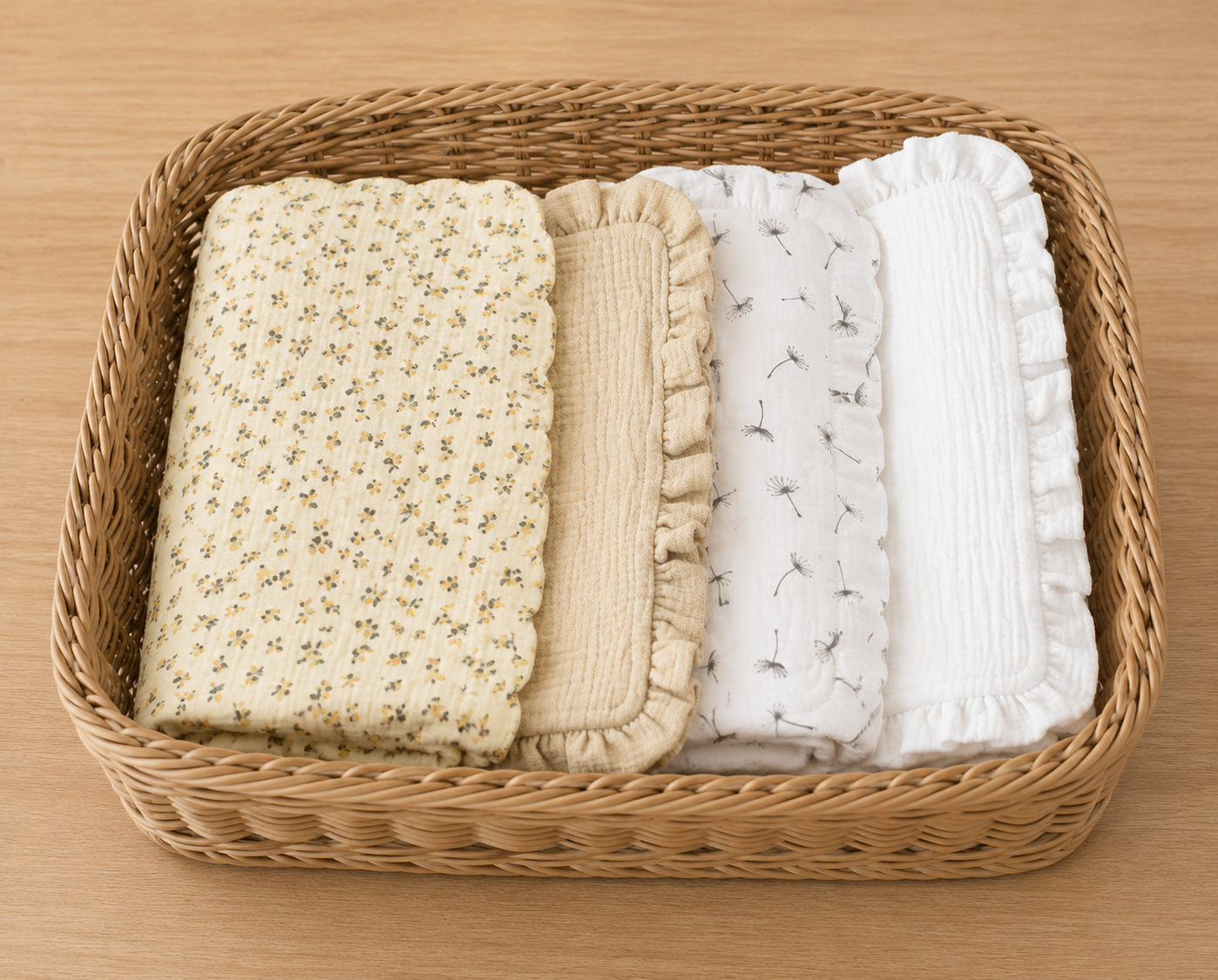Chiffons de Rots pour Nourrissons | Lot de 4 | Mousseline Douce à Volants – LittleBunz