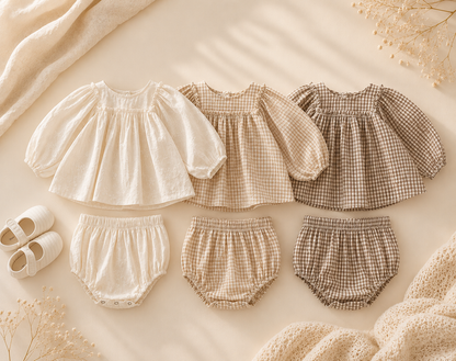Ensemble Blouse Dentelle & Short Bébé Fille | Coton | 0M à 3 ans