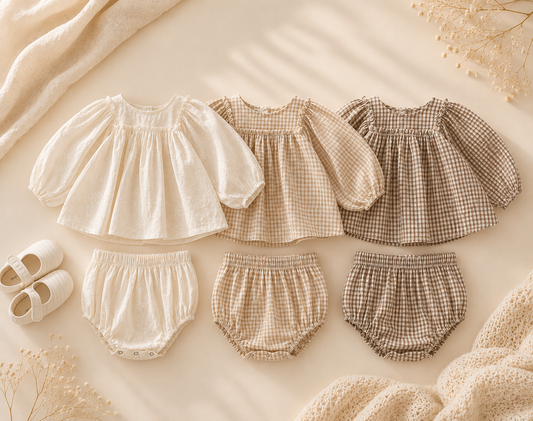 Ensemble Blouse Dentelle & Short Bébé Fille | Coton | 0M à 3 ans