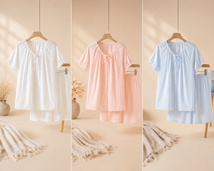 Pyjama Short Maman | Coton Doux & Dentelle | Manches Courtes|LittleBunz