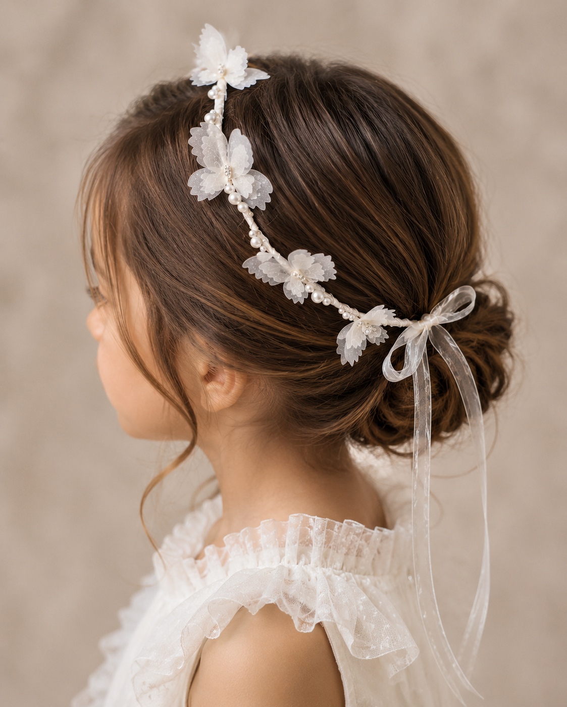Bandeau Dentelle Princesse — Serre-tête Fleur & Papillon Fille