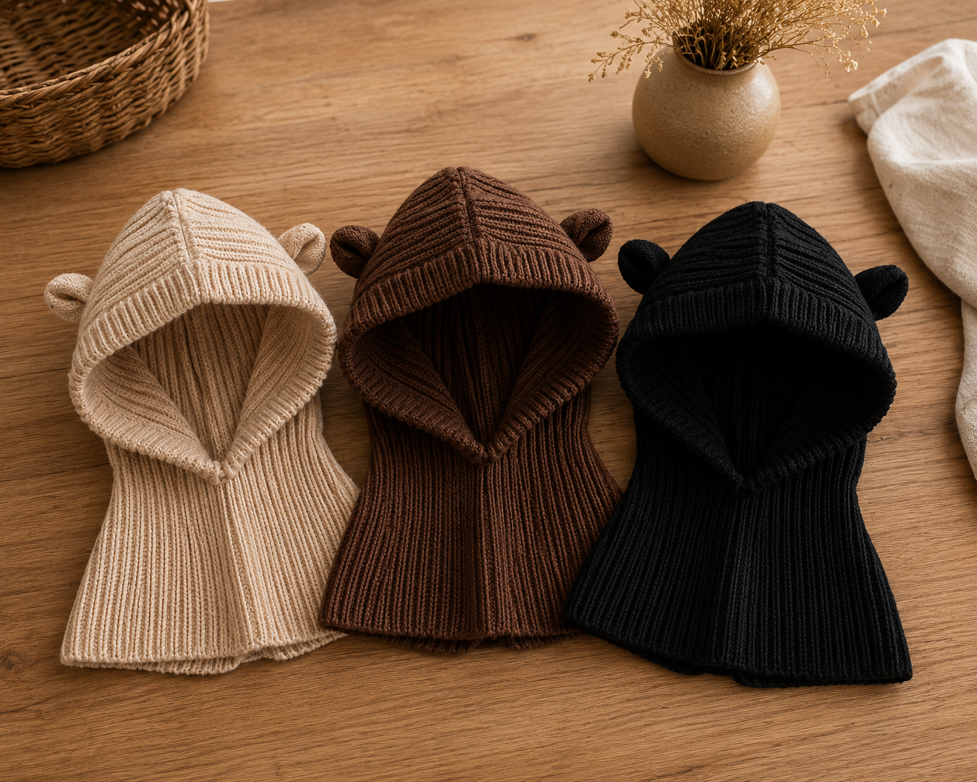 Bonnet Écharpe Bébé en Tricot – Tour de Cou Doux & Chaud