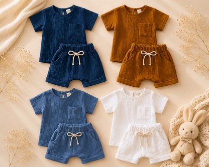 Ensemble T-shirt & Short Bébé | Coton Respirant | 3mois à 3 ans|LittleBunz