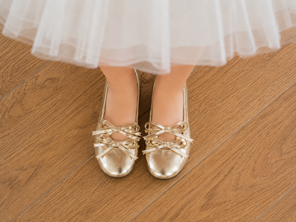 Chaussures de Spectacle en Cuir PU pour Filles – Bout Carré & Double Bride  | Ballerines Caroline | pointures 23 à 36|