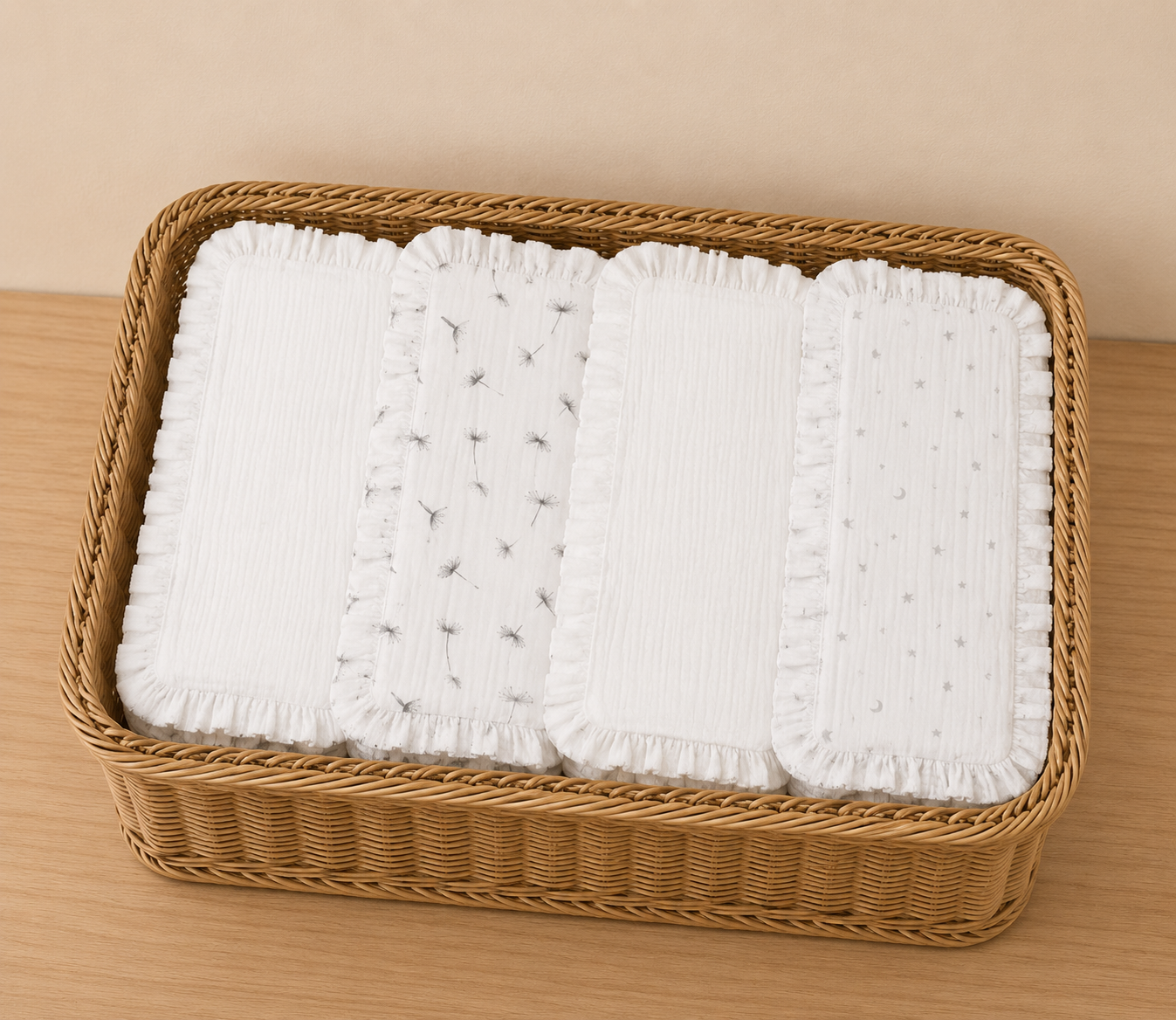 Chiffons de Rots pour Nourrissons | Lot de 4 | Mousseline Douce à Volants – LittleBunz