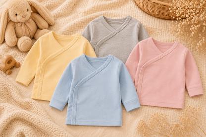 Haut Kimono Bébé | 100% Coton | Boutons Latéraux | 0-9 Mois