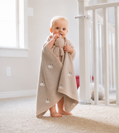 Couverture Tricotée Bébé | Coton Doux | Motifs LittleBunny