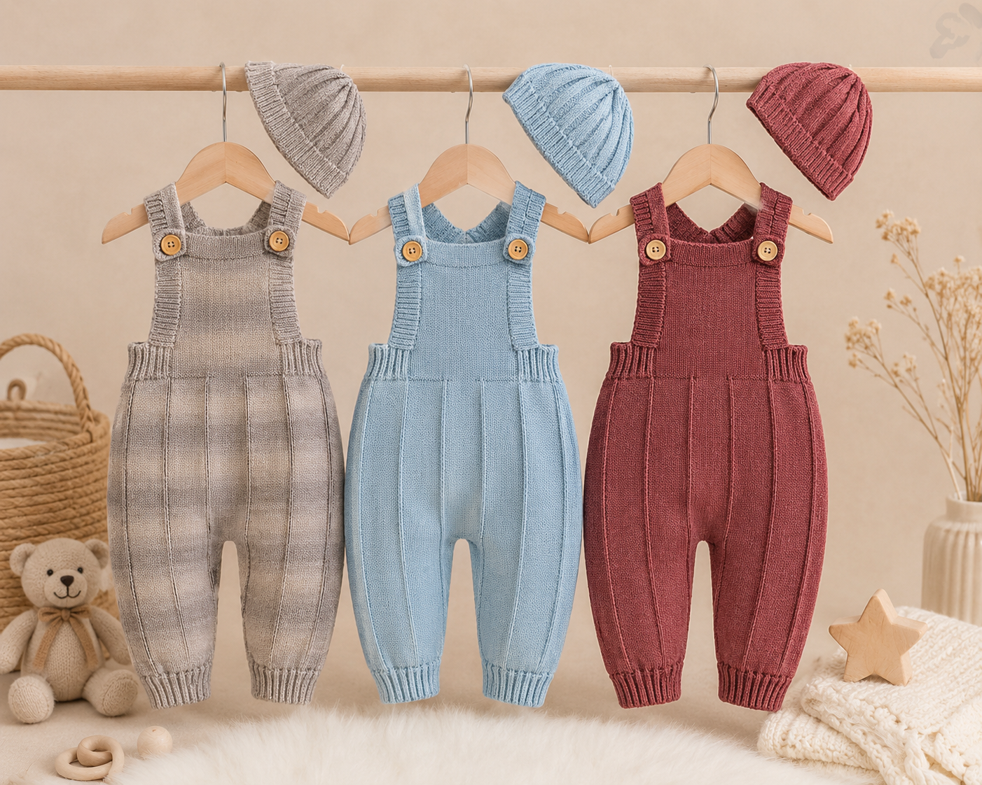 Ensemble Bonnet et salopette Bébé – Accessoire Hiver Doux et Chaud