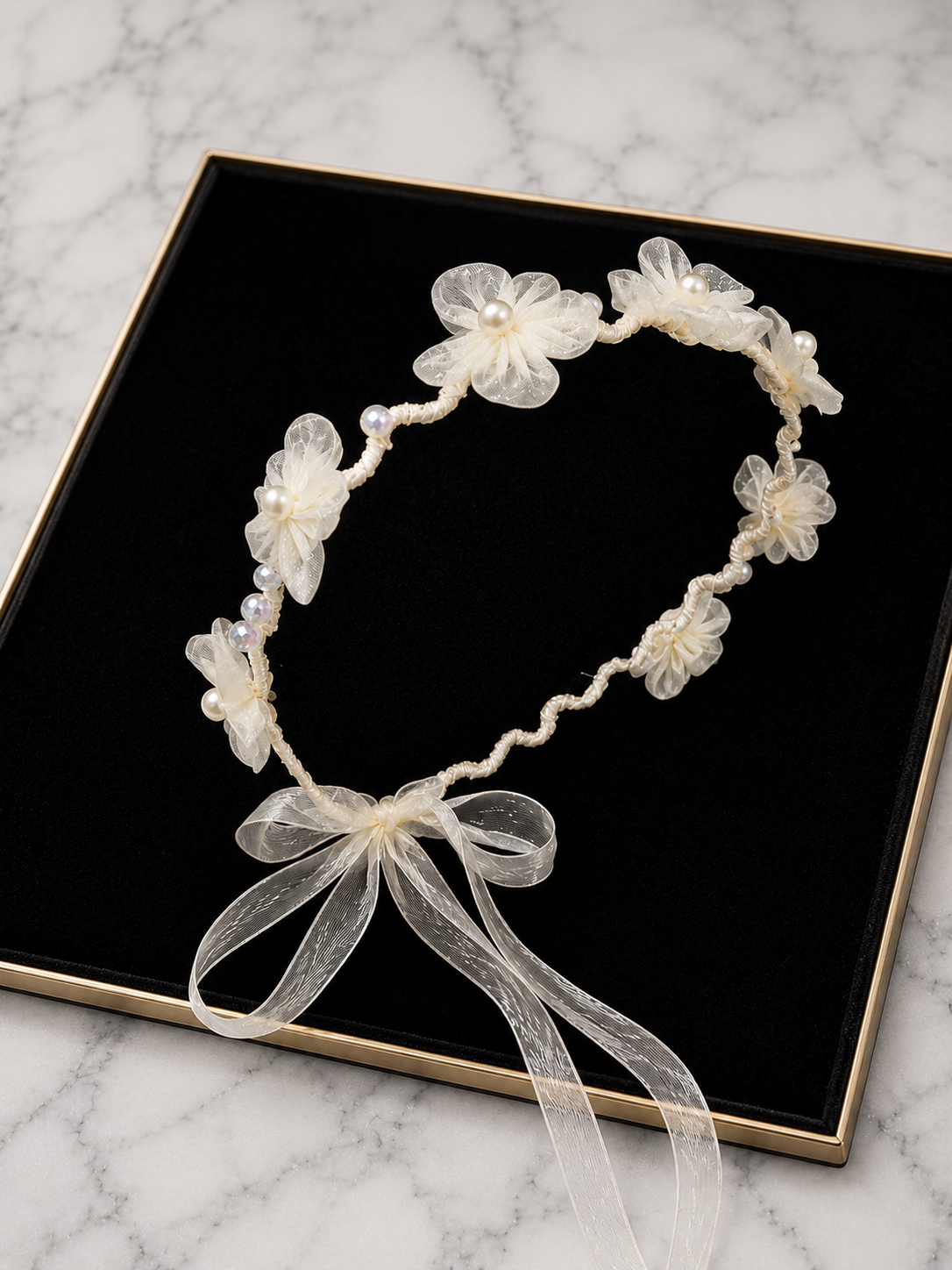 Bandeau Dentelle Princesse — Serre-tête Fleur & Papillon Fille