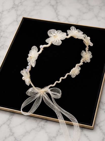 Bandeau Dentelle Princesse — Serre-tête Fleur & Papillon Fille