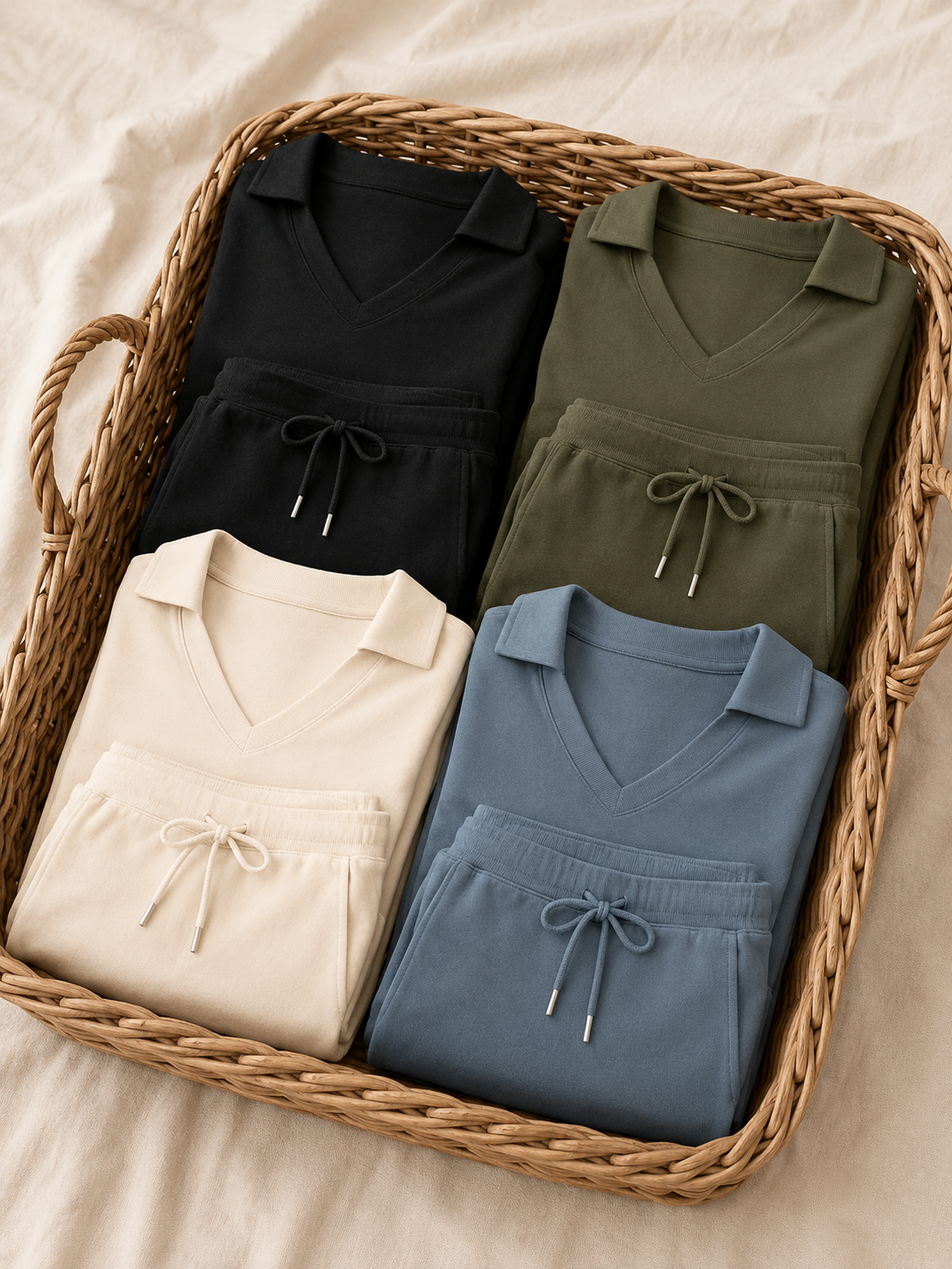Ensemble Deux Pièces Col V Maman | Manches Longues Fluide & Chic