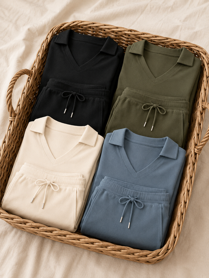 Ensemble Deux Pièces Col V Maman | Manches Longues Fluide & Chic