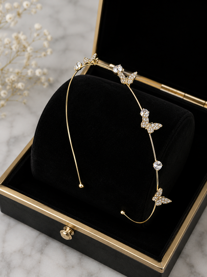 Serre-tête Doré Zircon -  mariage, baptême, fête