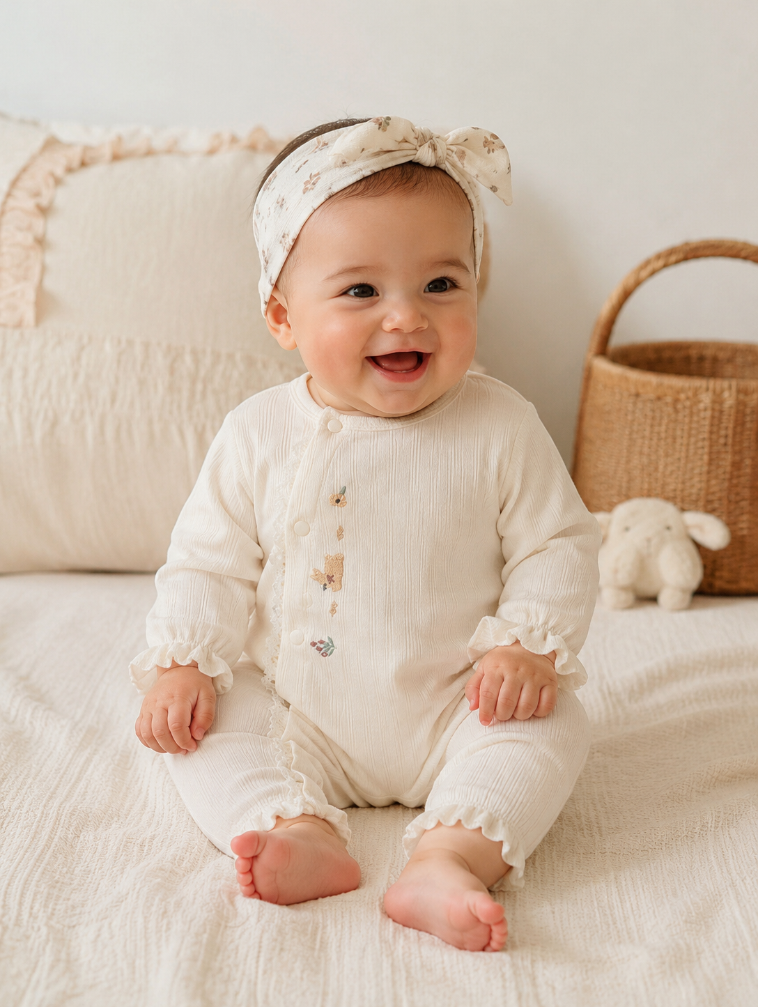 Grenouillère Bébé Motif Lapin – Printemps & Automne |
