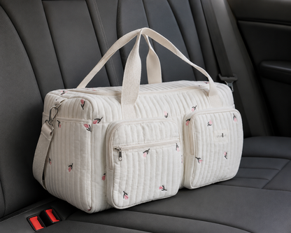 Sac à Langer Fleuri Brodé – Sac de Transport Affaires Bébé | LittleBunz