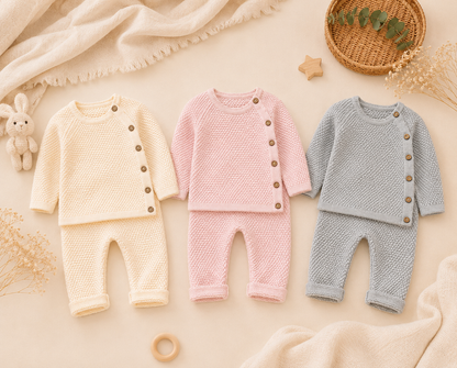 Ensemble Bébé Maille Douce 100% Coton Peigné | 0-12 Mois|Littlebunz