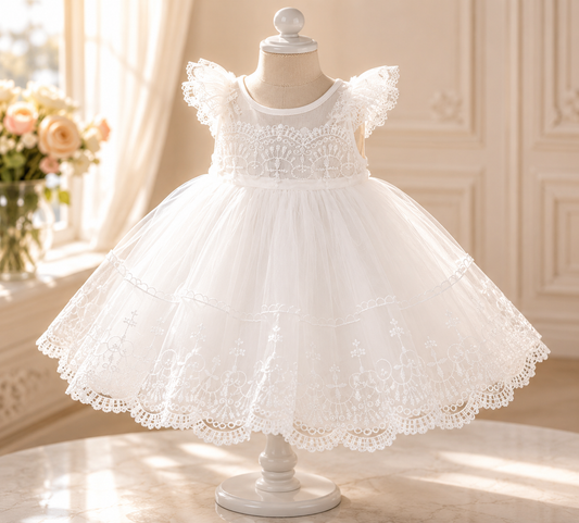 Robe de Baptême Bébé Fille Dentelle avec Accessoires | Robe Grace | 0 à 24 mois