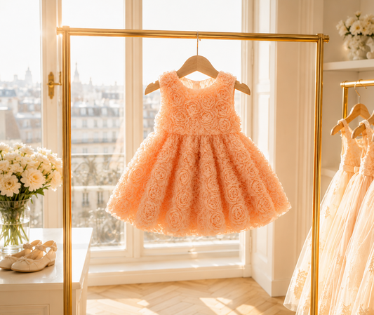 Robe Bébé Fille Baptême Mariage Fleurs Coton | Robe Sophie |  6-24 Mois