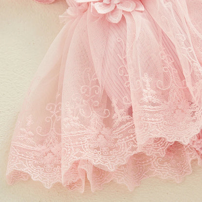 Ensemble Bébé Fille Barboteuse Dentelle Tulle Bandeau Baptême 0-18 Mois | LittleBunz