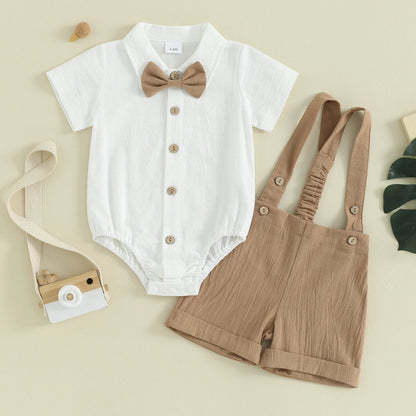 Ensemble Bapteme Petit Garcon Barboteuse et Salopette – Little Bunz
