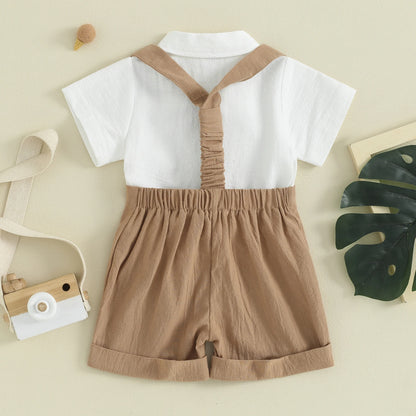 Ensemble Bapteme Petit Garcon Barboteuse et Salopette – Little Bunz