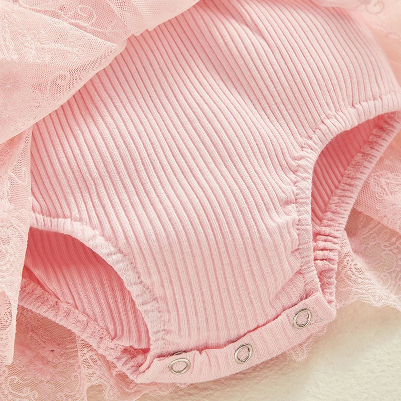 Ensemble Bébé Fille Barboteuse Dentelle Tulle Bandeau Baptême 0-18 Mois | LittleBunz