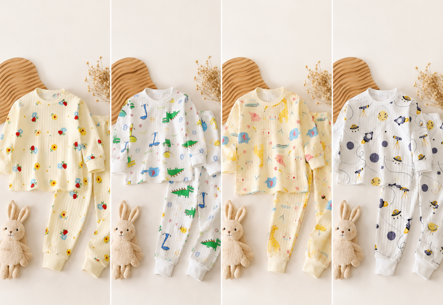 Ensemble Bébé 2 Pièces en Coton Doux – Motifs Animaux & Fantaisie | LittleBunz