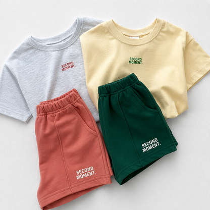 Ensemble 2 Pièces Bébé Enfant T-Shirt Short Lettres Unisexe Été | LittleBunz