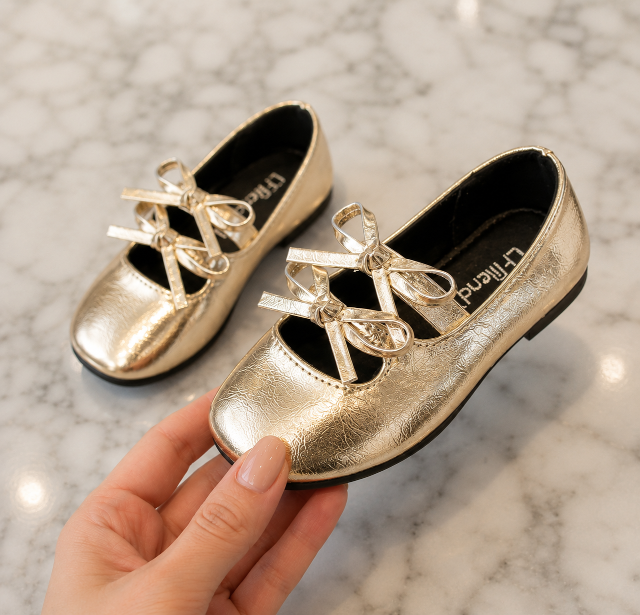 Chaussures de Spectacle en Cuir PU pour Filles – Bout Carré & Double Bride  | Ballerines Caroline | pointures 23 à 36|