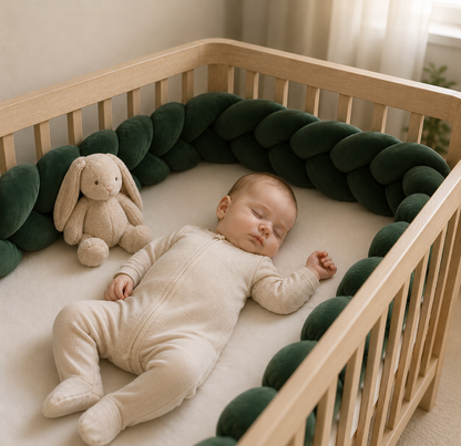 Tour de Lit Pare-Chocs Tressé Bébé – Protection Douce pour Berceau | LittleBunz