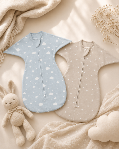 Gigoteuse d’Emmaillotage Bébé Coton | Motifs Doux | LittleBunz