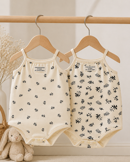 Ensemble 2 pièces Body Bébé Imprimé – Barboteuse Sans Manches en Coton