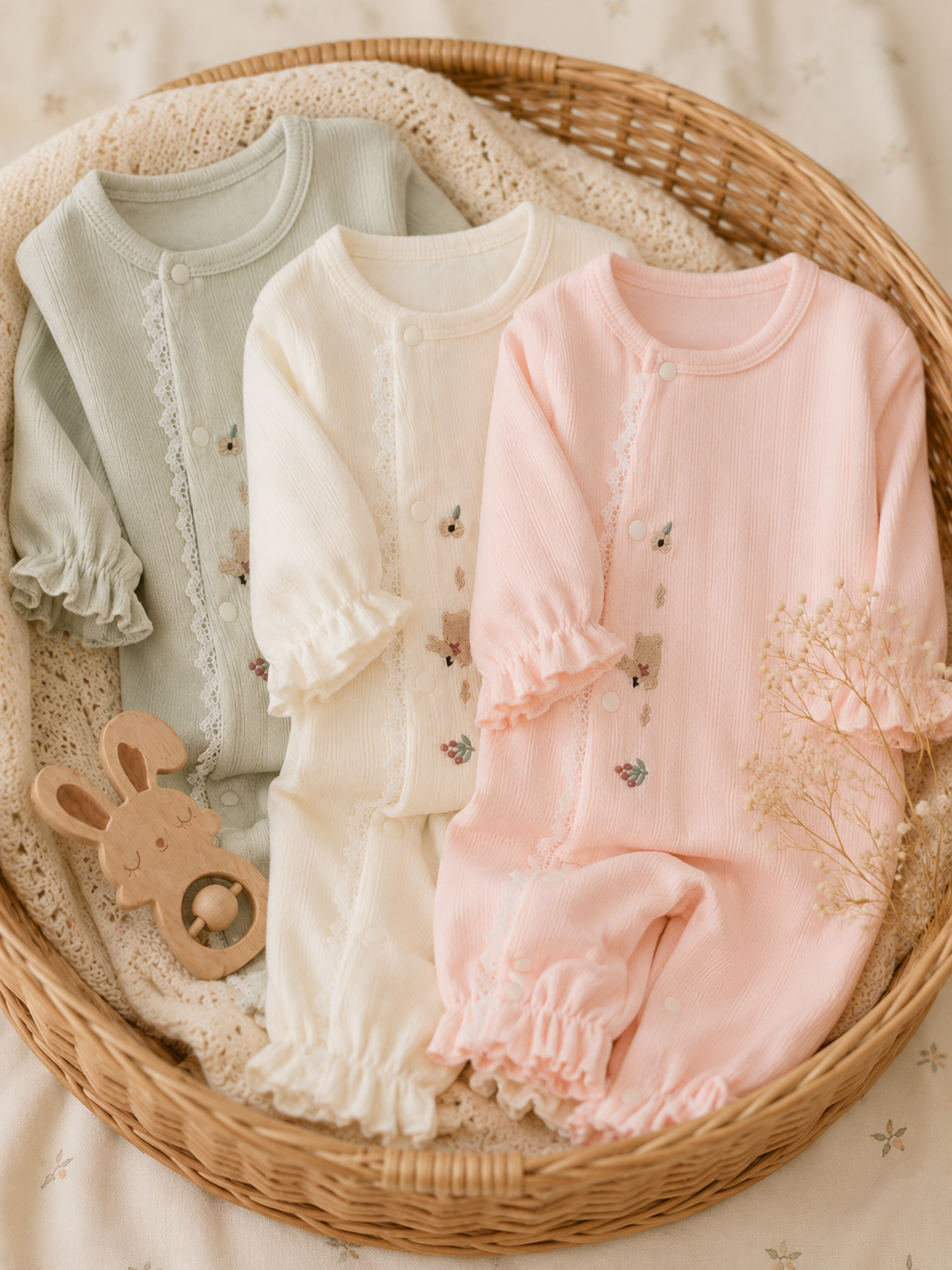 Grenouillère Bébé Motif Lapin – Printemps & Automne |