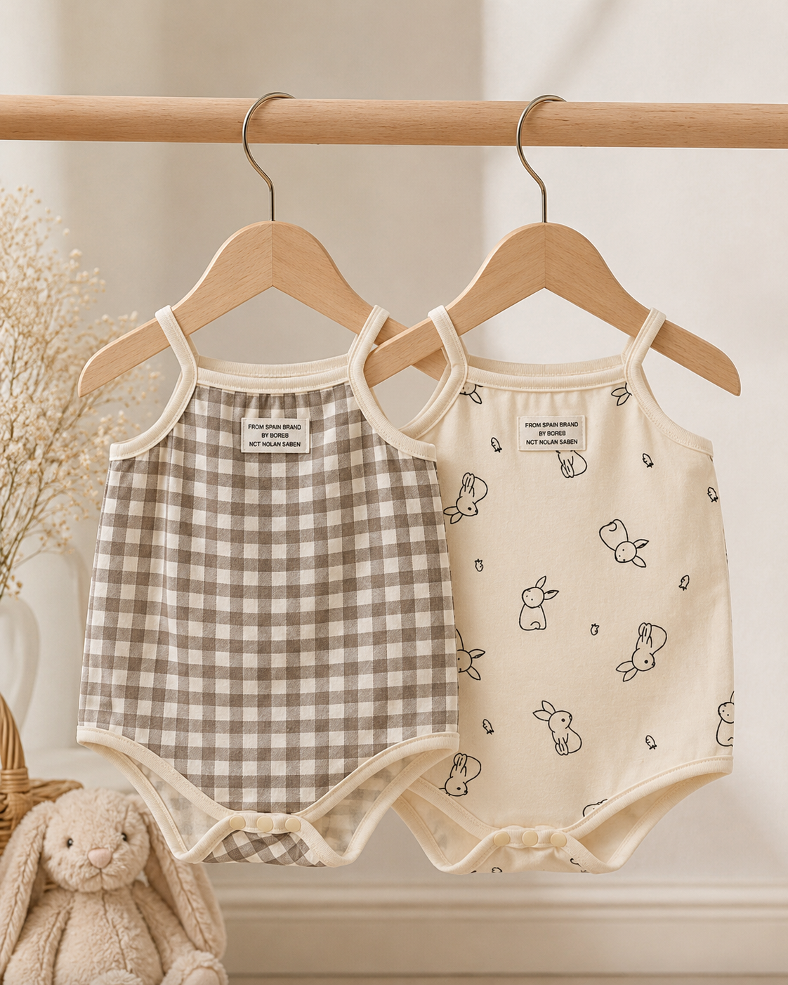 Ensemble 2 pièces Body Bébé Imprimé – Barboteuse Sans Manches en Coton