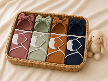 Ensemble Emmaillotage Bébé Printemps – Couverture & Bonnet Assortis
