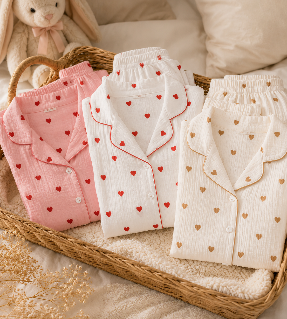 Pyjama Imprimé Cœur Maman | Coton Doux & Manches Longues|LittleBunz