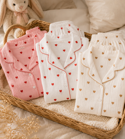 Pyjama Imprimé Cœur Maman | Coton Doux & Manches Longues|LittleBunz