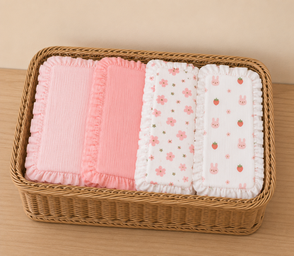 Chiffons de Rots pour Nourrissons | Lot de 4 | Mousseline Douce à Volants – LittleBunz
